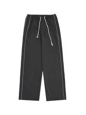 Vintage Gray Side Piping Loose Sweatpants
