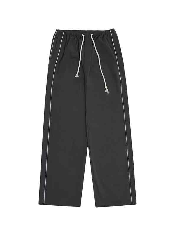 Vintage Gray Side Piping Loose Sweatpants