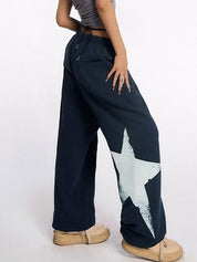 Star Print High Waist Stretchy Sweatpants