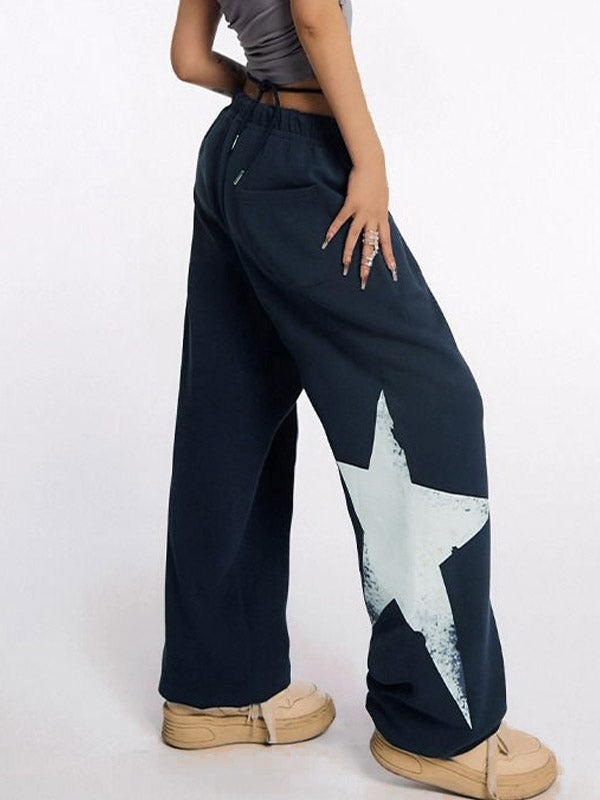 Star Print High Waist Stretchy Sweatpants
