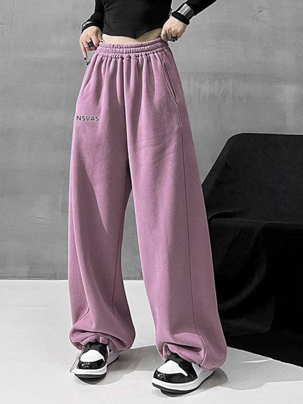 Letter Print Stretchy Waist Loose Sweatpants