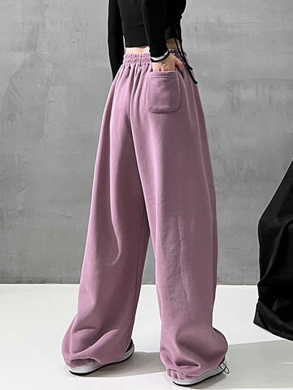 Letter Print Stretchy Waist Loose Sweatpants