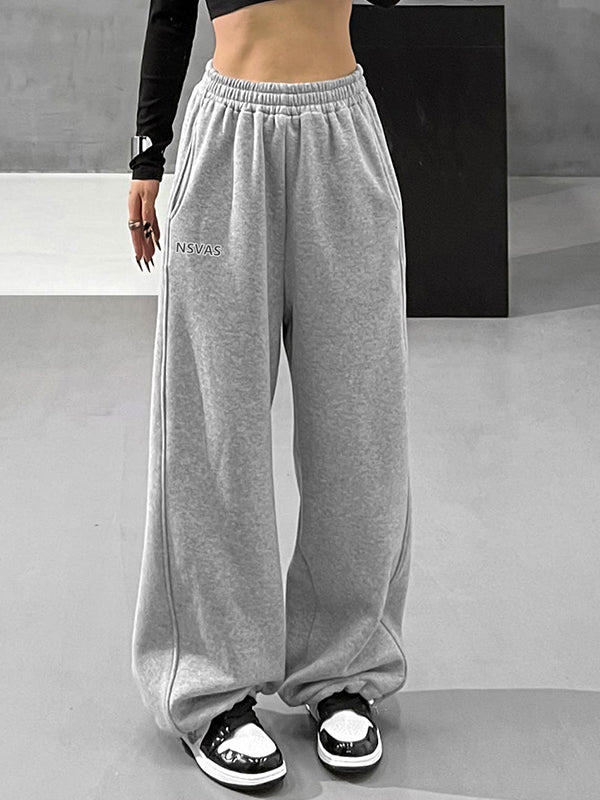 Letter Print Stretchy Waist Loose Sweatpants