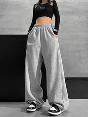 Letter Print Stretchy Waist Loose Sweatpants