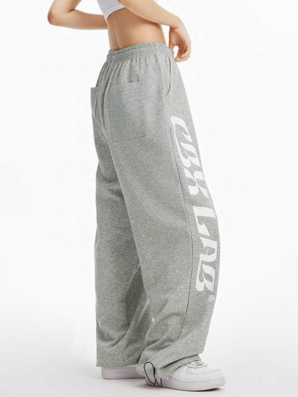 Contrast Color Print Baggy Thin Sweatpants