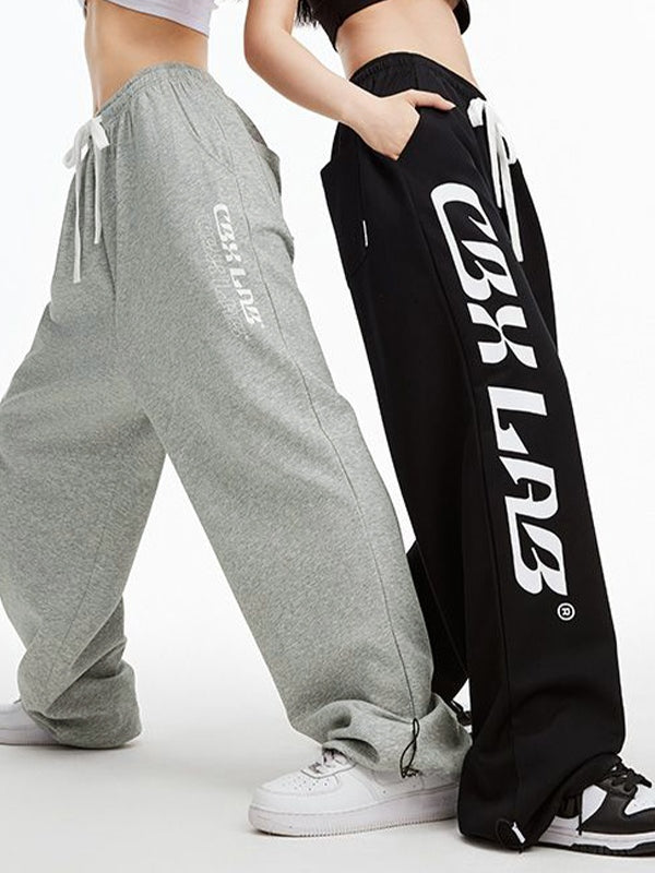 Contrast Color Print Baggy Thin Sweatpants
