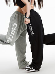Contrast Color Print Baggy Thin Sweatpants