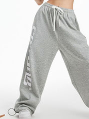 Contrast Color Print Baggy Thin Sweatpants