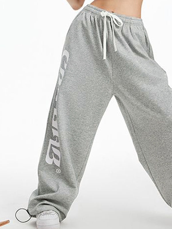 Contrast Color Print Baggy Thin Sweatpants