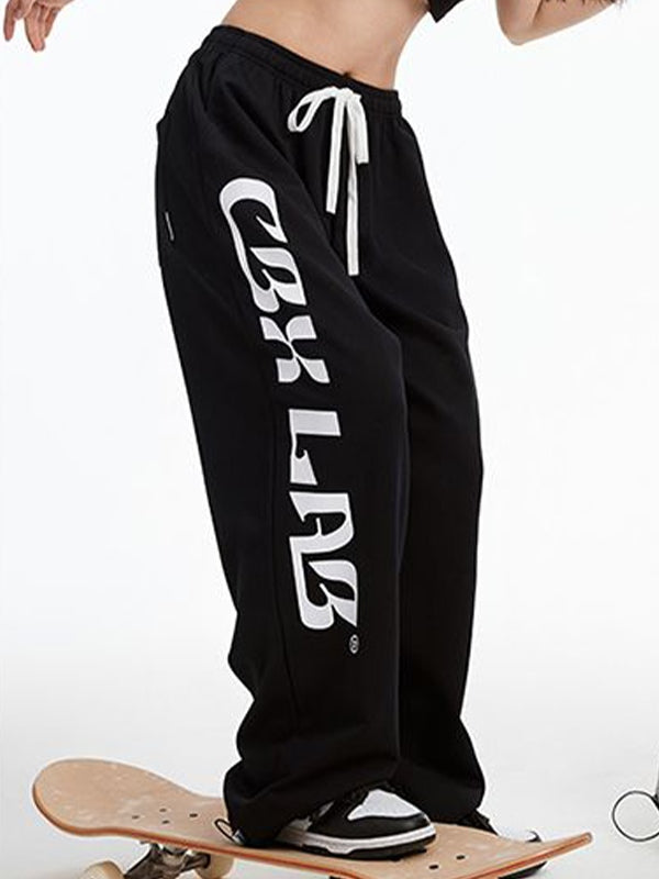 Contrast Color Print Baggy Thin Sweatpants