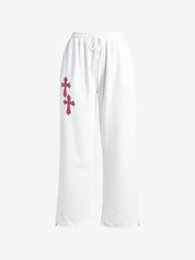 Vintage Cross Letter Print Baggy Sweatpants