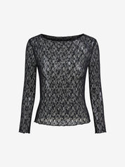Perspective Lace Mesh Slim Long Sleeve Tee