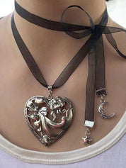 Exaggerated Cutout Big Heart Pendant Necklace