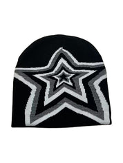 Contrast Color Star Jacquard Beanie Hat