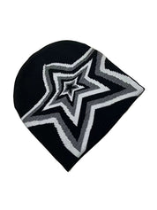Contrast Color Star Jacquard Beanie Hat