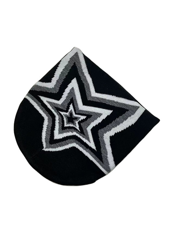 Contrast Color Star Jacquard Beanie Hat