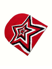 Contrast Color Star Jacquard Beanie Hat