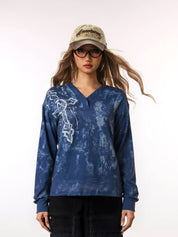 Tie Dye Print Drop Shoulder Oversized Long Sleeve Tee