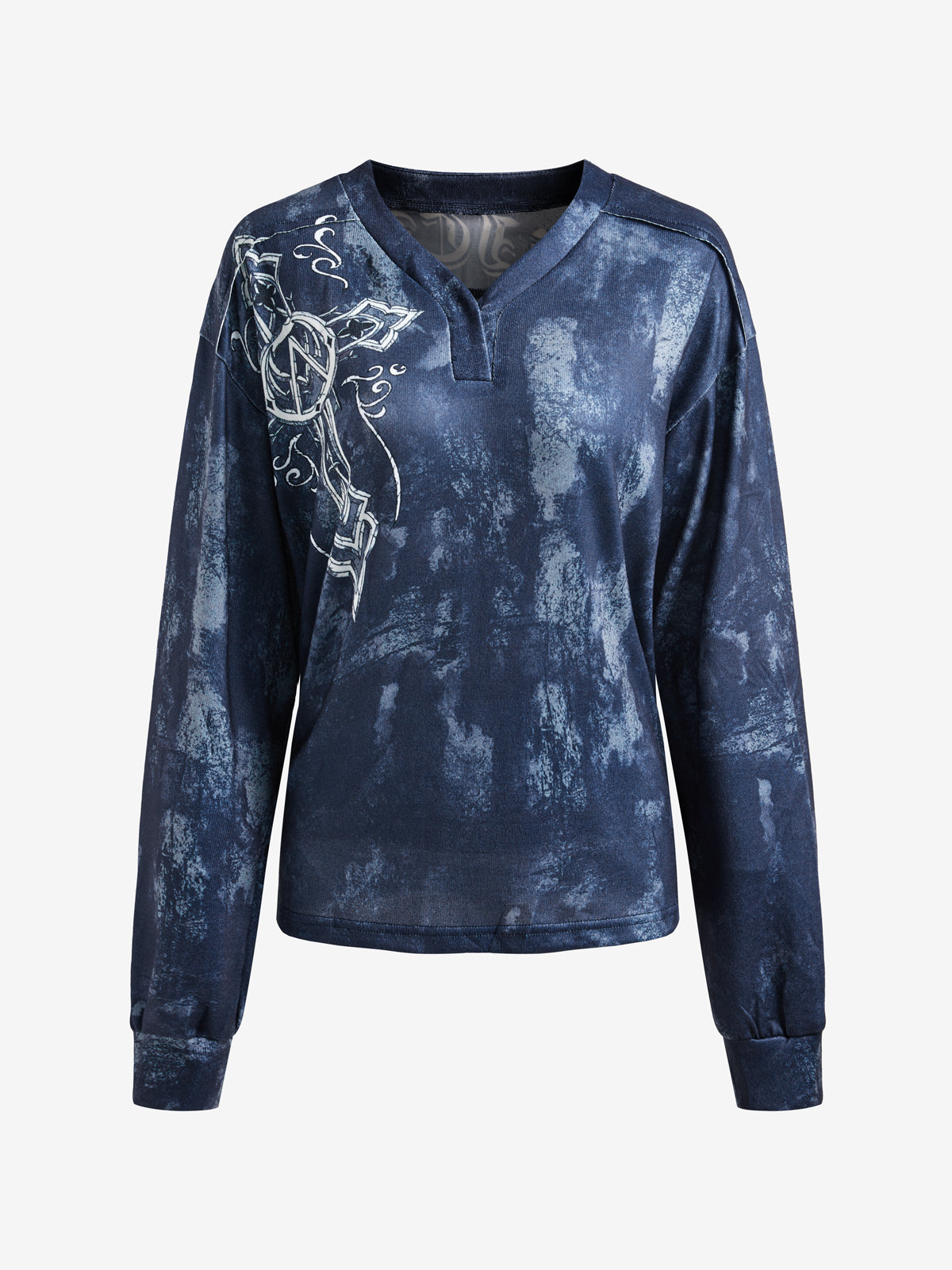 Tie Dye Print Drop Shoulder Oversized Long Sleeve Tee