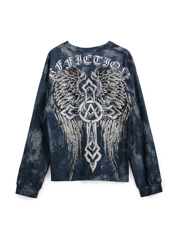 Tie Dye Print Drop Shoulder Oversized Long Sleeve Tee