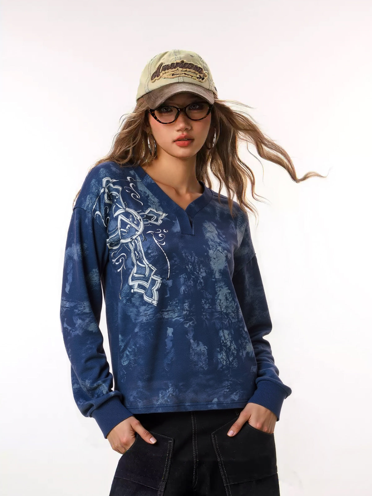 Tie Dye Print Drop Shoulder Oversized Long Sleeve Tee