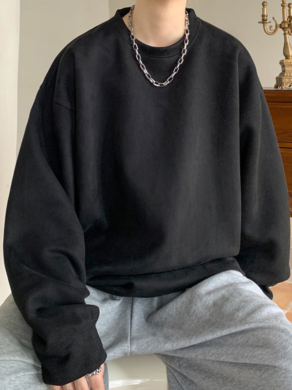 Men's Solid Color Suede Long Sleeve Tee