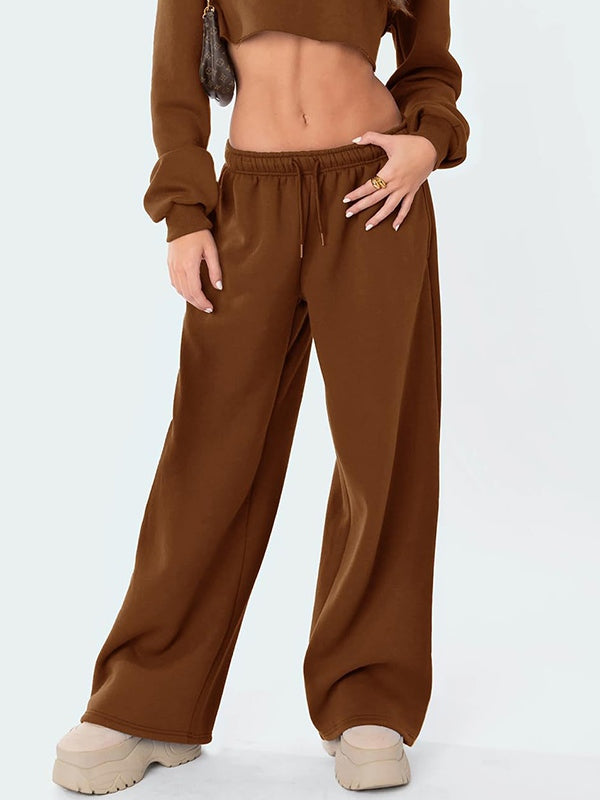 Solid Drawstring Loose Sweatpants