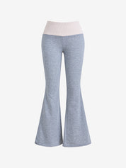 Low Waist Splice Knit Flare Leg Pants