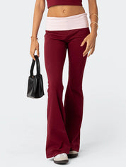 Low Waist Splice Knit Flare Leg Pants