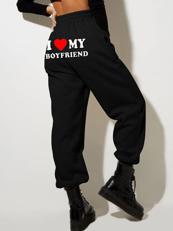 Letter Print Bound Feet Sweatpants