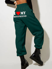 Letter Print Bound Feet Sweatpants