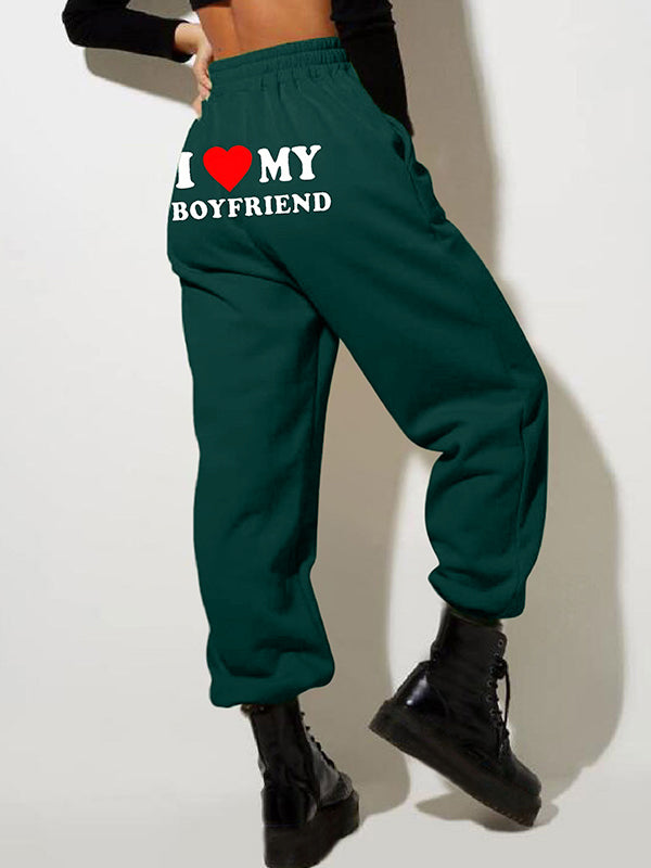 Letter Print Bound Feet Sweatpants