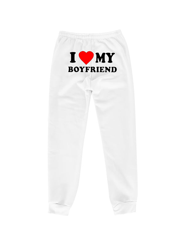 Letter Print Bound Feet Sweatpants