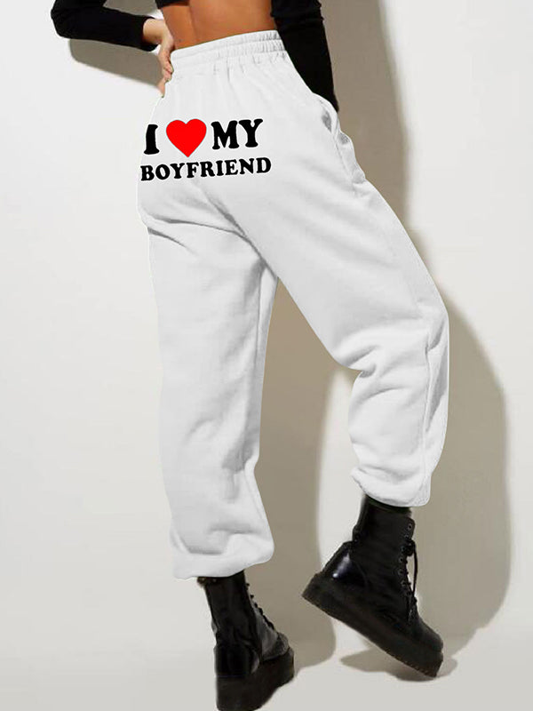 Letter Print Bound Feet Sweatpants