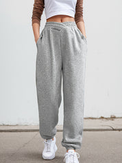 Solid Crossover Waist Bound Feet Sweatpants