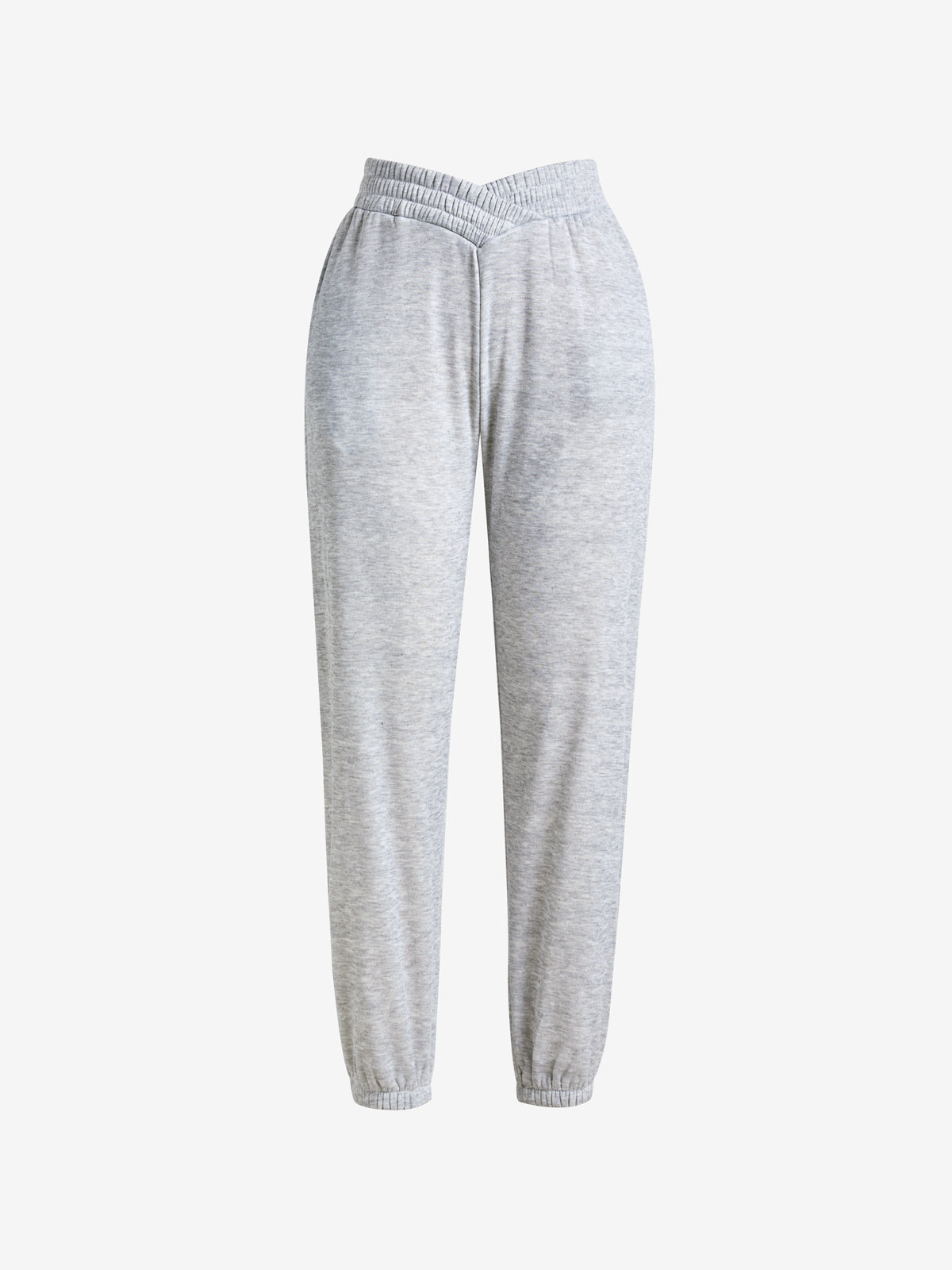 Solid Crossover Waist Bound Feet Sweatpants