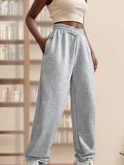 Solid Crossover Waist Bound Feet Sweatpants