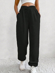 Solid Crossover Waist Bound Feet Sweatpants