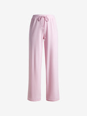 Letter Embroidered Print Drawstring Straight Leg Pants