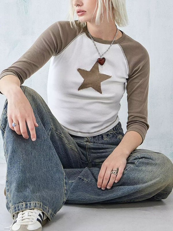 Street Star Patch Raglan Long Sleeve Tee