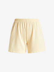 Solid Elastic Waist High Rise Shorts