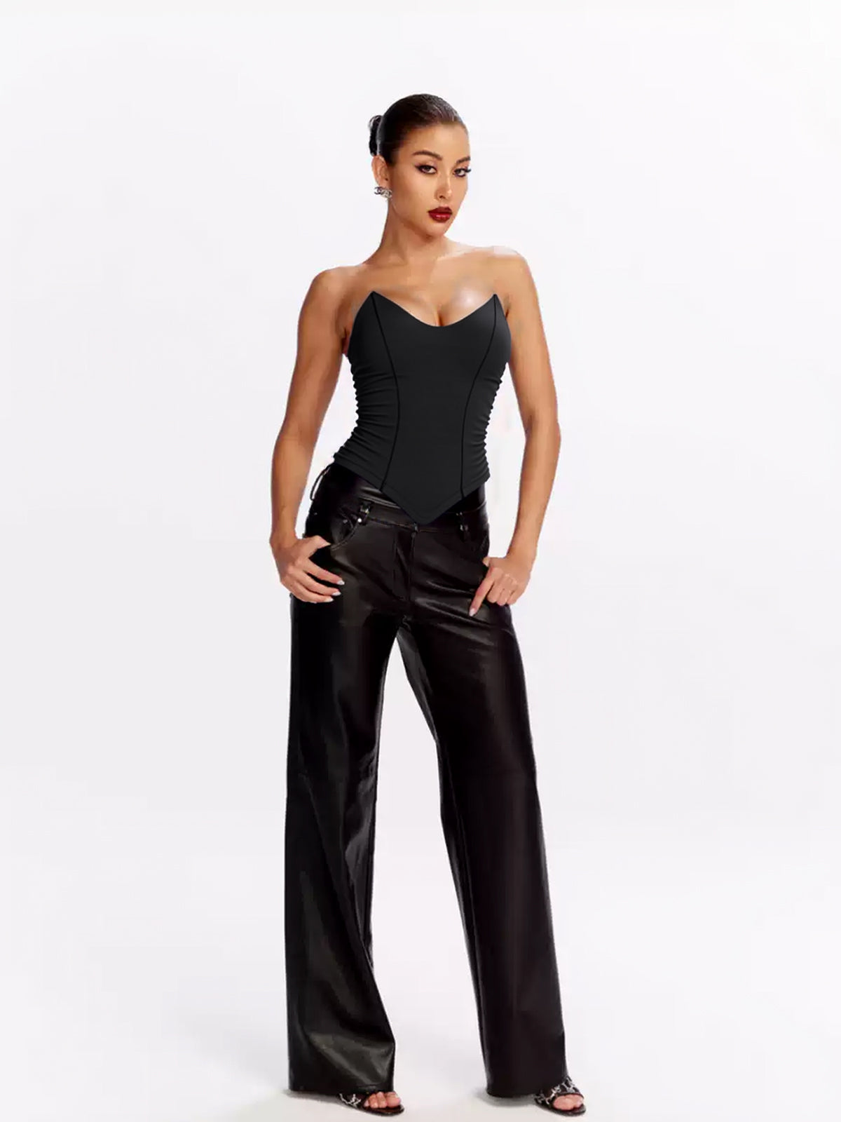 V Neck Backless Bandeau Top