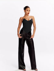 V Neck Backless Bandeau Top