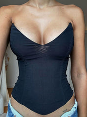 V Neck Backless Bandeau Top
