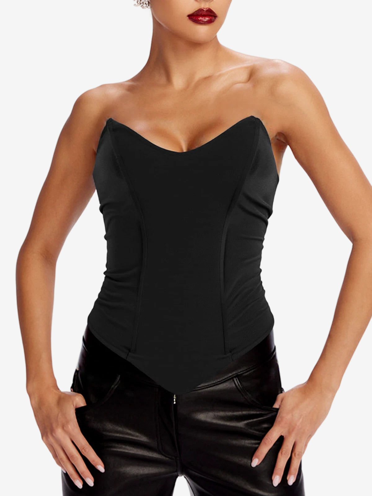 V Neck Backless Bandeau Top