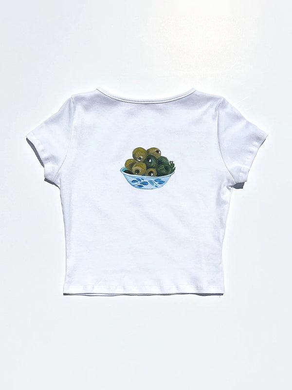 Fruit Print Crew Neck Short Sleeve Tee