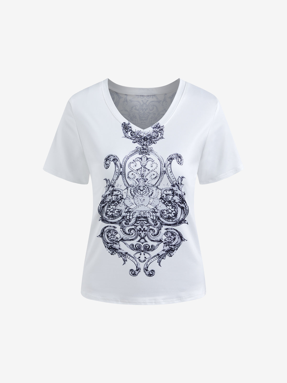 Gothic Rhinestone Print Short Sleeve Tee