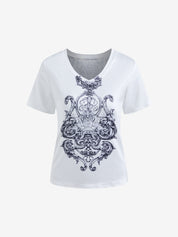 Gothic Rhinestone Print Short Sleeve Tee