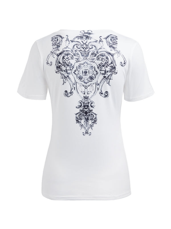Gothic Rhinestone Print Short Sleeve Tee