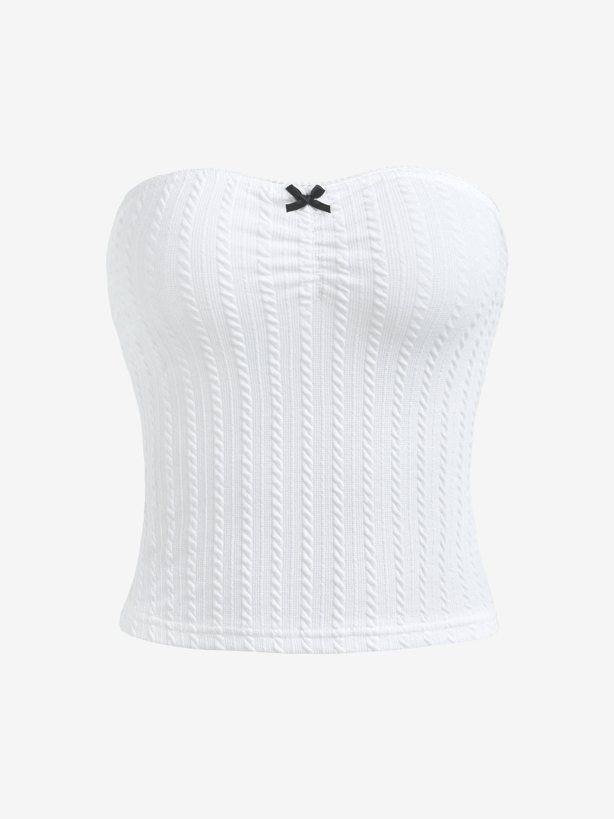 Solid Textured Bow Bandeau Top